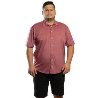 Camisa Confortável Masculina Plus Size Manga Curta Fresca - Vermelho