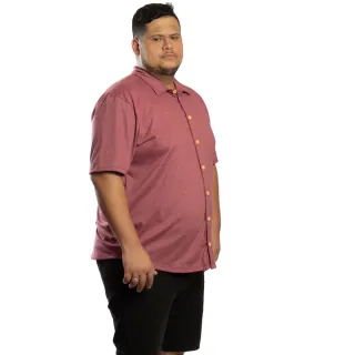 Camisa Confortável Masculina Plus Size Manga Curta Fresca - Vermelho