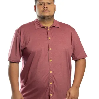 Camisa Confortável Masculina Plus Size Manga Curta Fresca - Vermelho