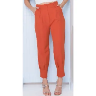 Barra Com Zíper Calça Jogger Feminina Alfaiataria Cenoura - PINK ESCURO