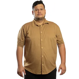 Camisa Confortável Masculina Plus Size Manga Curta Fresca - Vermelho