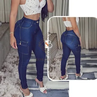 Cintura Alta Calça Jeans Feminina Skinny Levanta Bumbum com Lycra - SKINNY-preta