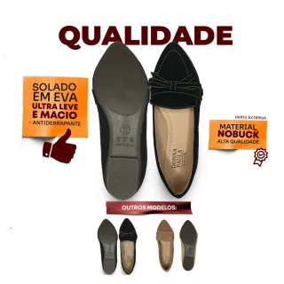 Sapato Mocassim Feminino Social Preta - Rasteirinha Sandália Casual - ABS PRETO