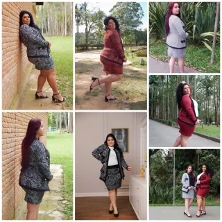 Blazer e Saia com Botões - Conjunto de Roupas Femininas - Verde