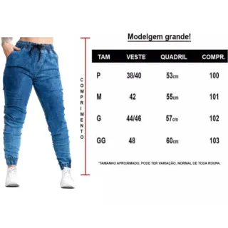 Estilosas calças femininas jogger com punho, bolso e elastano - jogger jeans feminina