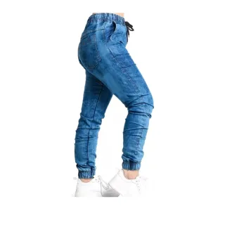 Estilosas calças femininas jogger com punho, bolso e elastano - jogger jeans feminina
