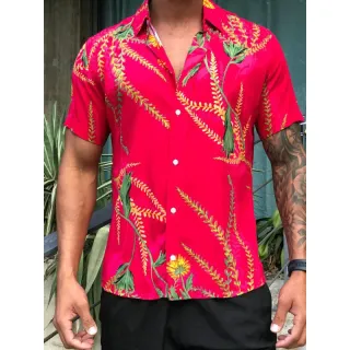 Verão 2021 Camisa Masculina Social Floral Florida Havaiana - Azul com preto