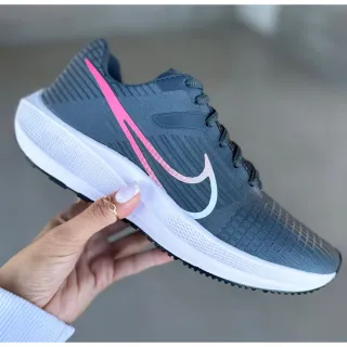 Promoção Tênis Feminino NIKE Confortável Leve Corrida Caminhar Trabalhar Moda Barato - Grafite/Verde