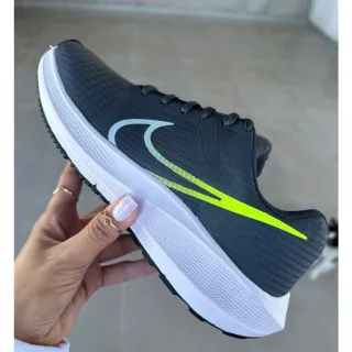 Zoom Masculino Feminino Leve Tênis de Corrida Treino Academia - Grafite/Verde