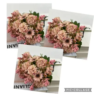 Decoração de Bolo Flores Artificiais DIY Peça Crisântemo Seda Plástico - Bege kit com 4