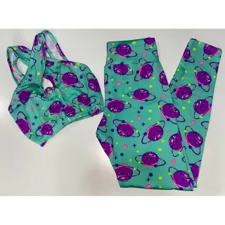 Conjunto de treino suplex feminino transpassado, calça legging e top cropped - Preto