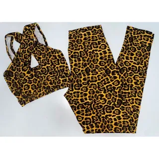 Conjunto de treino suplex feminino transpassado, calça legging e top cropped - Preto