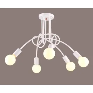 Lustre Pendente Assimétrico Sputnik Laço 5 Lâmpadas - Branco