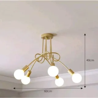 Lustre Pendente Assimétrico Sputnik Laço 5 Lâmpadas - Branco