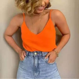 Regata Feminina Alcinha Liso - Top Qualidade Gola V1 - Verde-limao