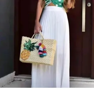 Moda Evangélica Longo Liso Saia Plissada Forrada Confortável - Preto