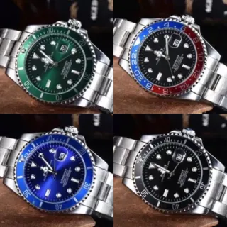 Pulseira Prata Relógio Rolex Submariner disponível em VERDE AZUL PRETO + CAIXA - Pulseira Prata Cx Azul e Verme