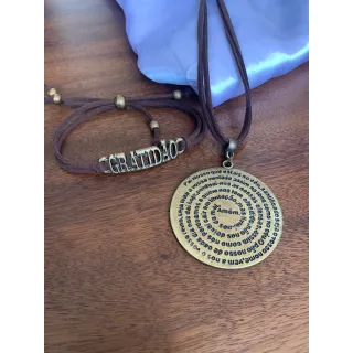 Moda Afro Feminino - Conjunto Triplo Colar Couro e Brincos Vintage Etnico - Mod 4