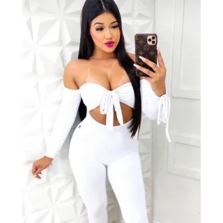 Sabrina tomara que caia macacão - Branco