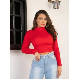 Top cropped manga comprida em promoção - Branco