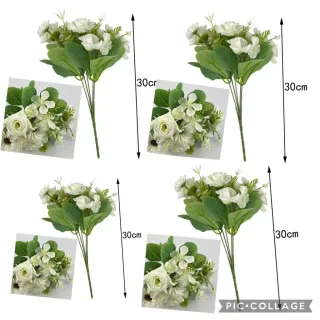 Decoração de casamento com buquê de rosas artificiais - MT1112-7 - KIT COM 2 - BRANCO