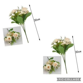 Decoração de casamento com buquê de rosas artificiais - MT1112-7 - KIT COM 2 - BRANCO