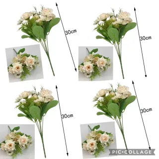 Decoração de casamento com buquê de rosas artificiais - MT1112-7 - KIT COM 2 - BRANCO