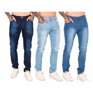 Promoção jeans masculina kit 3 skinny lycra - M+E+P