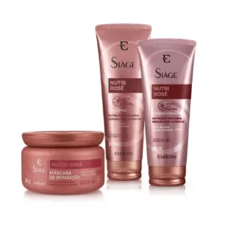 Eudora Kit Nutri Rosé - Shampoo, Condicionador e Máscara - B - Shampoo + Condicionador