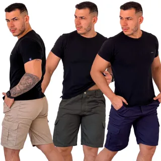 Bermuda Premium Masculina Cargo Brim Liso - Diversas Cores - Bege