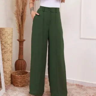 Calça Pantalona De Duna - Tecido Maravilhoso, Estica com Cintura-001 - Laranja
