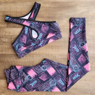 Feminino Conjuntos Fitness Calça E Top De Academia Kit 4 - Estampa variada