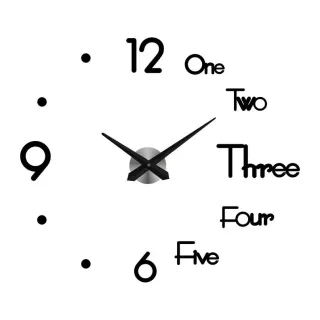 Relógio de Parede Adesivo 3D Grande Silencioso sem Moldura - Preto