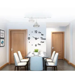 Relógio de Parede Adesivo 3D Grande Silencioso sem Moldura - Preto