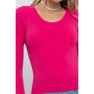Gola Redonda Blusa Manga Longa - Rosa