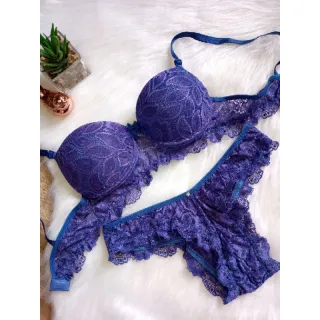 Kit Lingerie Feminina Sexy Bojo - 3 Unidades Calcinha Renda/Rendada - Preto/ Vermelho / Vinho