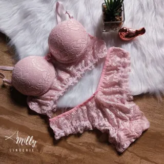 Kit Lingerie Feminina Sexy Bojo - 3 Unidades Calcinha Renda/Rendada - Preto/ Vermelho / Vinho