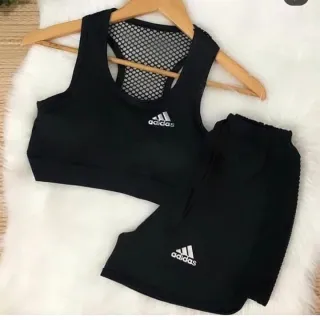 Conjunto Feminino Fitness para Corrida, Ciclista e Esporte - Top com Bojo Removível - Conjunto pink