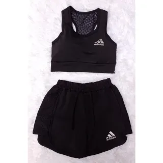 Conjunto Feminino Fitness para Corrida, Ciclista e Esporte - Top com Bojo Removível - Conjunto pink