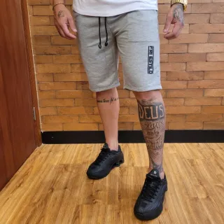 Treino Academia Casual Masculina Moletom Bermudas Kit 2 Moletinho - CINZA E GRAFITE