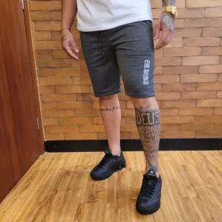 Treino Academia Casual Masculina Moletom Bermudas Kit 2 Moletinho - CINZA E GRAFITE