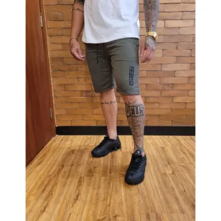 Treino Academia Casual Masculina Moletinho Bermudas Kit 3 - CINZA, VERDE MILITAR E GRAFITE