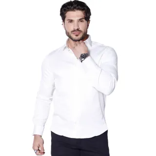 Manga Longa Slim Fit Camisa Social Masculina - Azul Claro