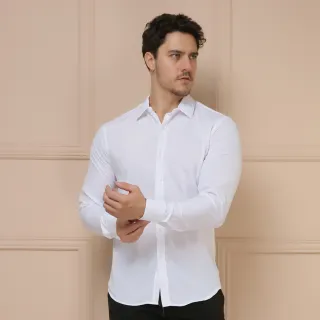 Camisa Slim Masculina Fácil de Vestir Manga Comprida Lisa L001 - Vinho