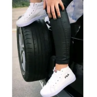 Promoção tênis feminino botinha cano médio academia - Branco