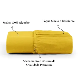 Malha 100% Algodão: Lençol Solteiro Avulso com Elástico - Bege