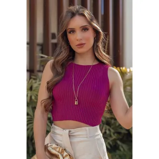 Tricot Canelado Cropped Feminino Kit 3 - 1 Preto 1 Branco 1 Verde Bande