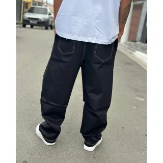 Calça jeans estilo skatista larga reta baggy Balão - Azul Escuro