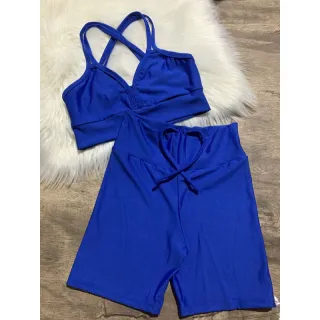 Top com Alça Dupla + Conjunto Fitness Short Com Cordão - 2