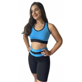 Conjunto Top e Short Fitness Feminino para Academia - PRETO/VERDE LIMA